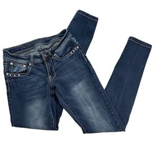 Sweet Look Women's Dark Wash Skinny Jeans Rhinestone Accents Size 5